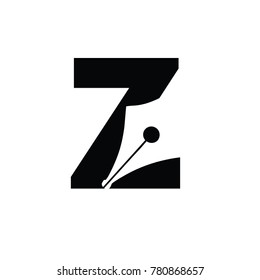 writers z font logo flat vector template