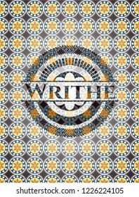 Writhe arabic emblem. Arabesque decoration.
