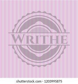Writhe badge with pink background