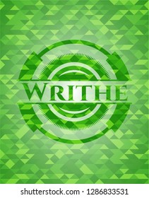 Writhe green emblem with mosaic background
