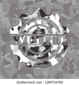 Writhe on grey camouflage texture