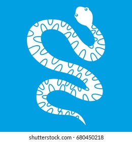Writhing snake icon white isolated on blue background vector illustration