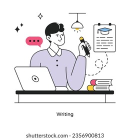 Writing abstract concept vector in a flat style stock illustration