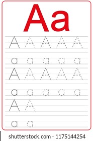 Writing A-Z, alphabet, exercises game for kids. Writing letter A