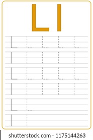 Writing A-Z, alphabet, exercises game for kids. Writing letter L