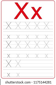 Writing A-Z, alphabet, exercises game for kids. Writing letter X