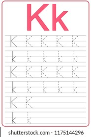 Writing A-Z, alphabet, exercises game for kids. Writing letter K