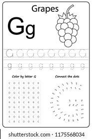 Writing A-Z, alphabet, exercises game for kids. Writing letter G