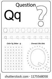 Writing A-Z, alphabet, exercises game for kids. Writing letter Q