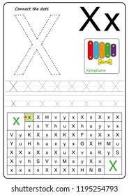 Writing A-Z, alphabet, exercises game for kids. Writing letter