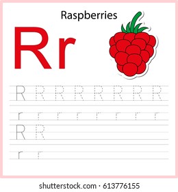 Writing A-Z, alphabet, exercises game for kids. Writing letter R