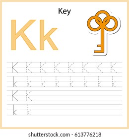 Writing A-Z, alphabet, exercises game for kids. Writing letter K