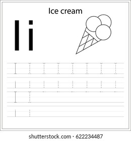 Writing A-Z, alphabet, exercises game for kids. Writing letter I