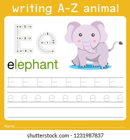 writing a-z animal e