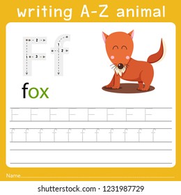 writing a-z animal f