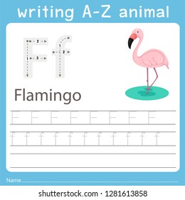 writing a-z animal f flaming