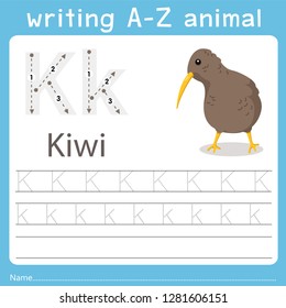 writing a-z animal k kiwi