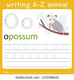 writing a-z animal o
