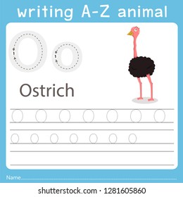 writing a-z animal o ostrich