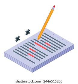 Writing book icon isometric vector. School study. Shape text