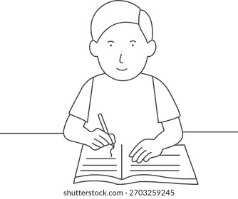 Writing book line art vector illustration
