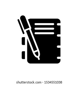 Writing Book Vector Icon. Logbook Illustration Symbol.