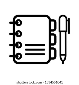 Writing Book Vector Icon. Logbook Illustration Symbol.