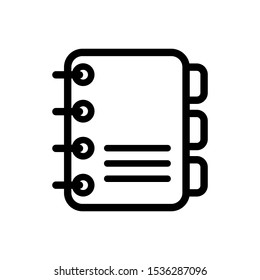 Writing Book Vector Icon. Logbook Illustration Symbol. Notebook Sign.