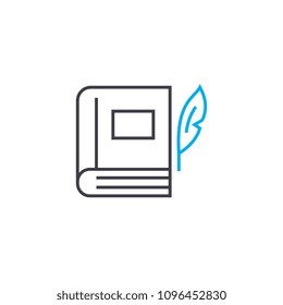 Writing books linear icon concept. Writing books line vector sign, symbol, illustration.