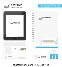 Writing  Business Logo, Tab App, Diary PVC Employee Card and USB Brand Stationary Package Design Vector Template
