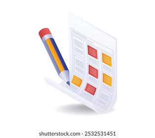 Writing a business plan concept isometric illustration