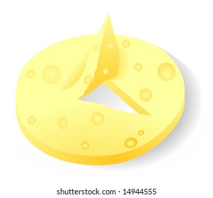 The writing button from cheese on a white background