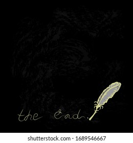 writing caption word end. Set of ancient letters handwritten books, calligraphy , square vector illustration. 
