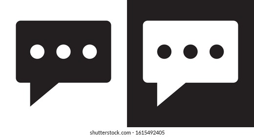 Writing a Chat Message. Glyph Icon in White and Black Version.