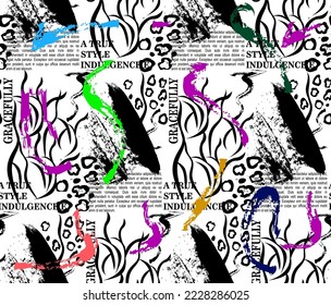 writing color brush zebra leopard pattern and background texture print