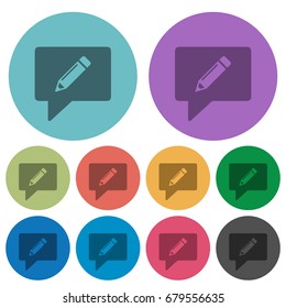 writing comment darker flat icons on color round background
