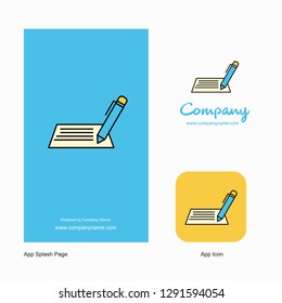 Writing  Company Logo App Icon and Splash Page Design. Creative Business App Design Elements