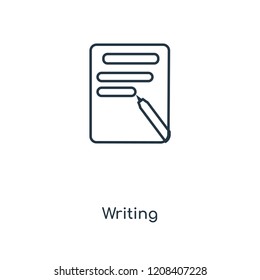 Writing concept line icon. Linear Writing concept outline symbol design. This simple element illustration can be used for web and mobile UI/UX.