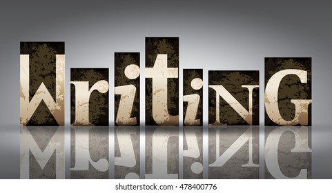 Writing concept on grey, vector illustration template for advertising