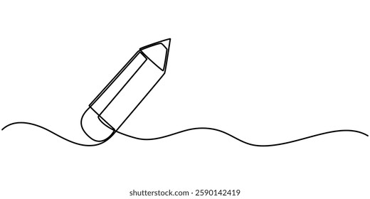 Writing Continuous Line Illustration of a pencil. pencil continuous one line drawing illustration. Message single line art, Single one line drawing wooden pencil for writing on paper book. Back to. 