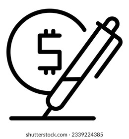 Writing contract icon outline vector. Credit tax. Money loan