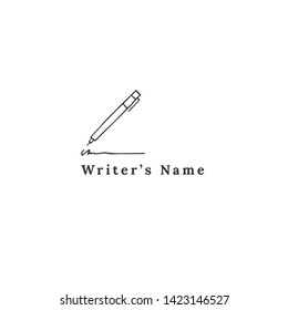 Writing, copywrite and publishing theme. Writing pen, vector hand drawn logo template. For business identity and branding, for writers, copywriters and publishers, bloggers.