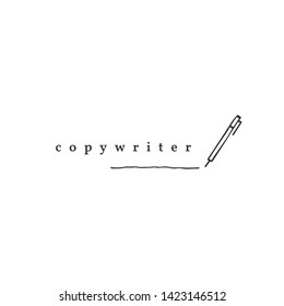 Writing, copywrite and publishing theme. Vector hand drawn logo template, a pen. For business identity and branding, for writers, copywriters and publishers, bloggers.