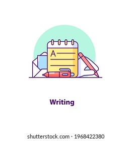 Writing creative UI concept icon. Copywriting abstract illustration. Writing and Literature. Creative writing learning concept. Isolated vector art for UX. Color graphic design element