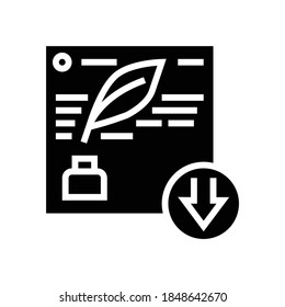 descripción de escritura vector de icono de glifo. signo de descripción de escritura. símbolo de contorno aislado ilustración negra
