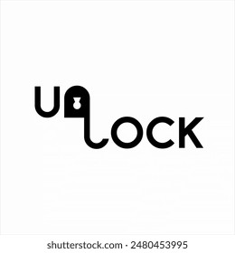 The “Unlock” writing design is unique and unusual with an open padlock symbol upside down on the letters N and L.