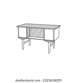 Writing Desk icon Furniture line art vector, minimalist illustration design