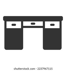 Writing desk - icon, illustration on white background, glyph style