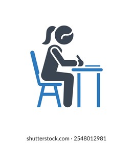 Writing at desk icon - Simple Vector Illustration