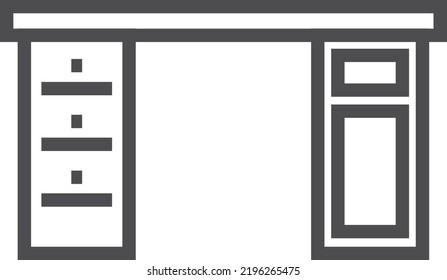 Writing desk line icon. Drawer table. House furniture